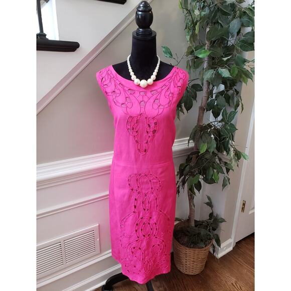 Appraisal Dress Women 20W Pink Sleeveless Embroidered Cutout Sheath Lined Boho - Picture 1 of 13